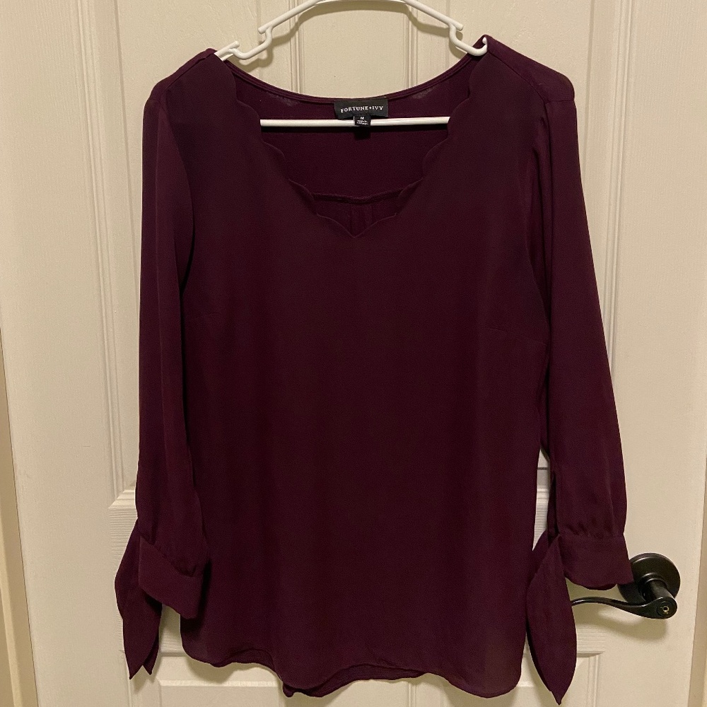 Fortune+Ivy - Medium - Tie-Sleeve Blouse